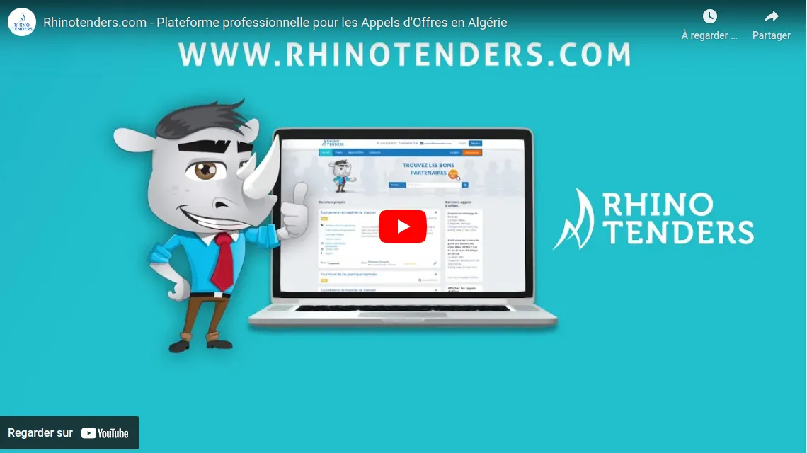 Youtube video explicative de Rhinotenders.com
